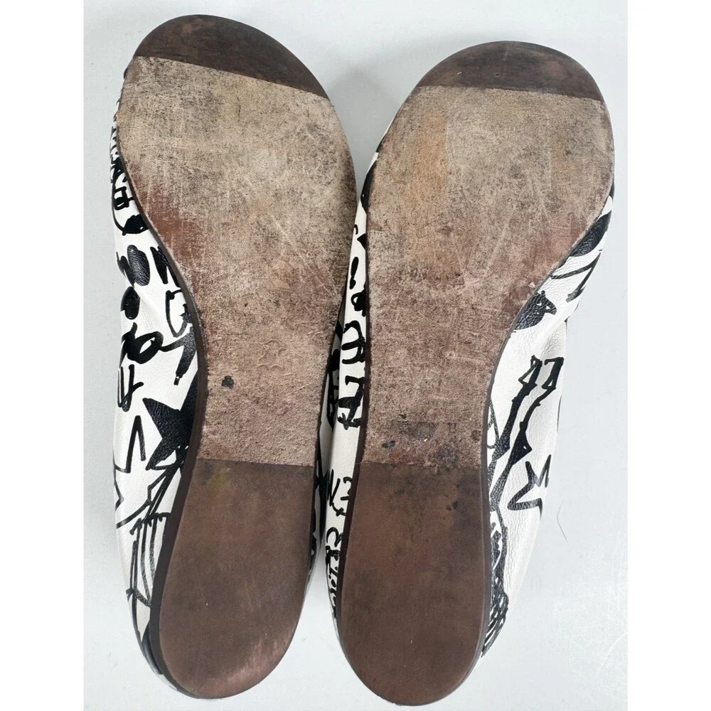 Lanvin Black & White Women's Graffiti Ballet Flat Size EU 36 US 6 Rare